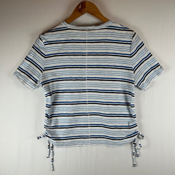 VERONICA BEARD JEANS‎ Blue White Striped Tie Side Crew Neck T Shirt Top Womens M - Picture 4 of 11